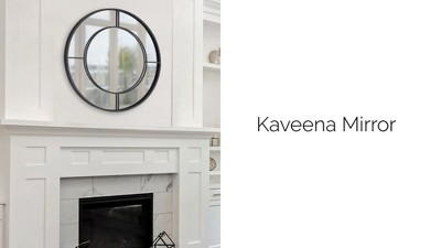 Kaveena 30" Round Black Metal Framed Wall Mirror