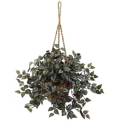 Nearly Natural 20-in Wandering Jew Hanging Basket