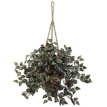 Nearly Natural 20-in Wandering Jew Hanging Basket