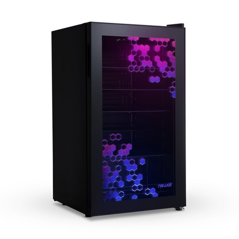 Newair Prismatic™ Series Beverage Refrigerator with RGB HexaColor™ LED  Lights, Mini Fridge for Gaming, Game Room, Party Festive Holiday Fridge  with