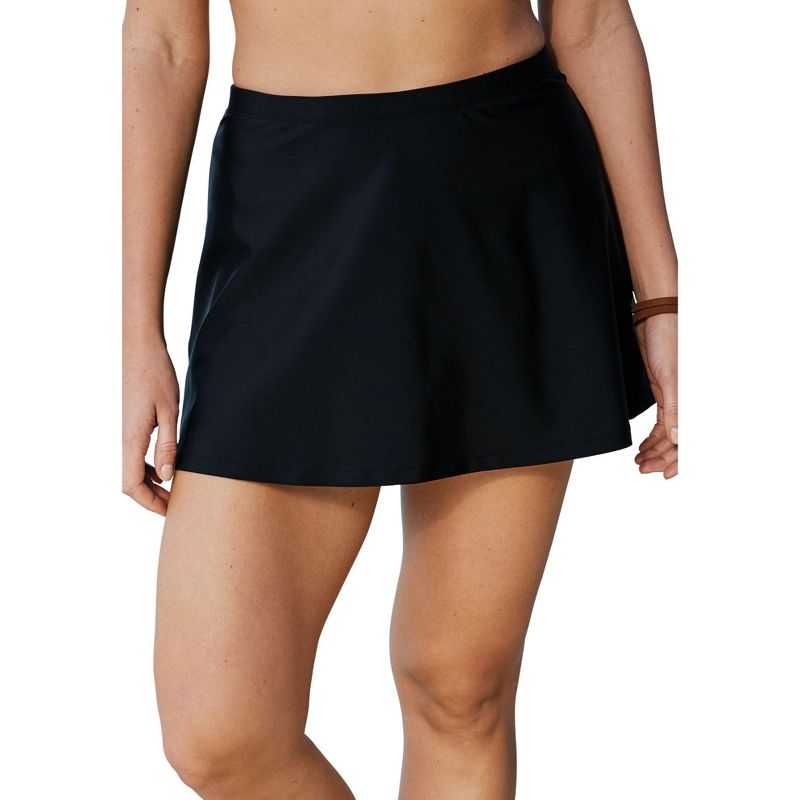 Swim 365 Women's Plus Size A-Line Swim Skirt with Built-In Tummy Control Brief, 1 of 2