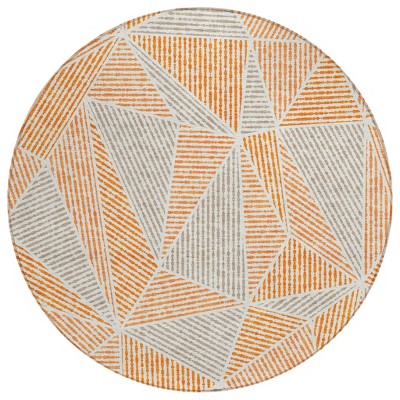 Orange Gray And Silver Geometric Washable Indoor Outdoor Area Rug
