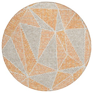 Orange Gray And Silver Geometric Washable Indoor Outdoor Area Rug - 1 of 4