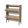 GlasFlength Shoe Racks 2 Flip Shoe Cabinet Shoe Organizer Long Shoe Rack FreeStanding Shoe Rack for Entryway, Beige, 31.49"*9.44"*38.97" - 4 of 4