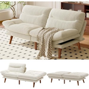 Futon Sofa Bed with Adjustable Backrest & Armrests, Convertible Futon Sofa Couch for Small Spaces, Living Room or Office - 1 of 4