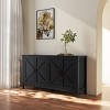 TopComfy Decorative Storage Cabinets Cabinet With 4 Doors And 4 Open Shelgves Sideboard Storage Cabinet For Kitchen, Black, 59.06"*15.75"*31.5" - 2 of 4