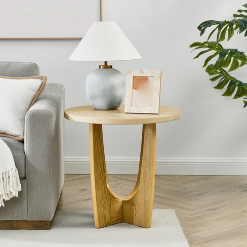 Round Coffee Table, Wooden Cocktail Table, Farmhouse Center Sofa Side Table, Circular Tea Table for Small Spaces Living Room Office - image 1 of 4