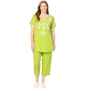 Woman Within Printed Tunic And Capri Set - 1 of 4
