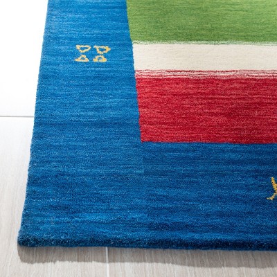 Himalaya Blue Multicolor Hand-Knotted Wool Rug, 4' x 6'