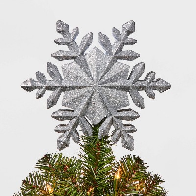 10in 4 Led Light Glitter Snowflake Silver - Wondershop™