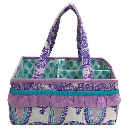 Bacati - Watercolor Floral Purple/gray Fabric Storage Box/tote Large :  Target