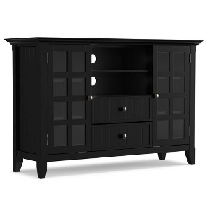 Normandy Solid Wood Wide Rustic TV Stand for TVs up to 53" Black - WyndenHall: Media Storage, Adjustable Shelves - 1 of 4