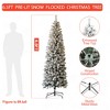 6.5FT Pencil Christmas Tree, Prelit Flocked Skinny Xmas Tree with 586 Branch Tips, 250 Lights, 8 Lighting Modes, Metal Stand, for Christmas Decor - 4 of 4
