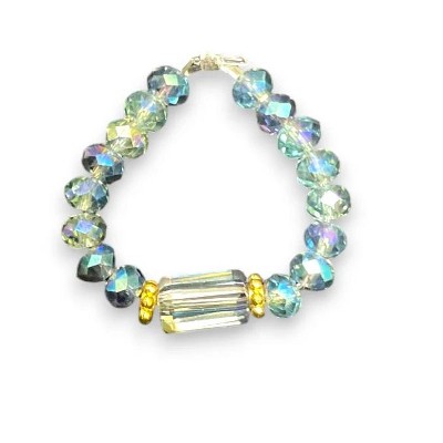 peacock crystal, clear rectangle