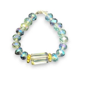 Michelle Marie Boutique's Beaded Stretch Rings with Rectangle Crystal | Elegant & Minimalist Handmade Jewelry - 1 of 4