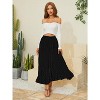 Women's Chiffon High Waist Pleated Maxi Skirt - Flowy A-Line Flared Long Skirt Black Dot - 3 of 4