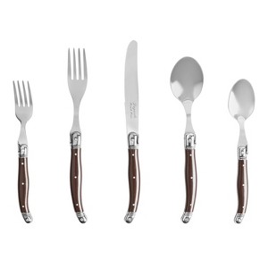 French Home 20pc Stainless Steel Laguiole Flatware Set Chocolate Brown - 1 of 4