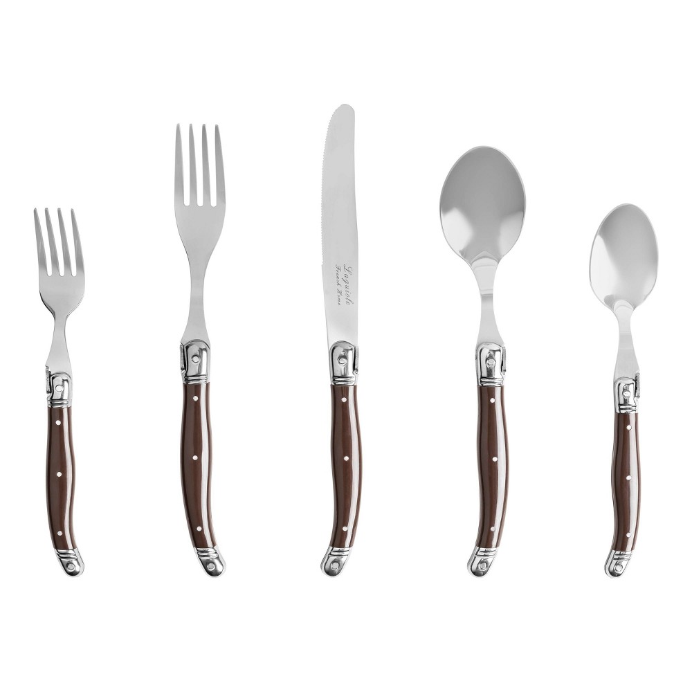 Photos - Cutlery Set French Home 20pc Stainless Steel Laguiole Flatware Set Chocolate Brown