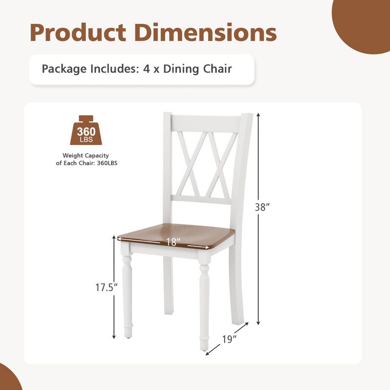 Tangkula Dining Chairs Set of 4 Wood Farmhouse Dining Room Side Chairs for Home Kitchen, 4 of 10