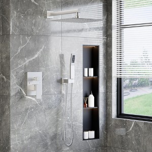 COZONY Rain Shower System with Handheld, 10/12" Stainless Steel 2-Function Wall Mounted Shower Faucet Set with Diverter for Bathroom - 1 of 4
