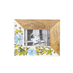Embroidered Picture Frame Mango Wood, MDF, Cotton, Plastic Beads & Glass by Foreside Home & Garden - 1 of 4
