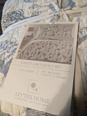 Tahiti Grey Quilt Set - Full/queen Quilt And Two Standard Pillow Shams ...