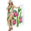LA LEELA Women's Beach Bikini Swimwear Cover up Wrap Skirt Bathing suit Summer Wraps Sarong Swimsuits for Women One Size White, Floral - 2 of 4