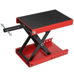 Motorcycle lift with casters, 1100 lb capacity, wide deck, safety pin, center lift crank bracket, suitable for motorcycles, ATVs, cruisers, etc. - 1 of 4