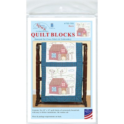 Jack Dempsey Stamped White Quilt Blocks 18"X18" 6/Pkg-Barn