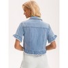INSPIRE CHIC Women's Turndown Collar Short Sleeve Denim Lightweight Ruffle Cropped Jean Jacket - 4 of 4