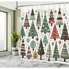 Christmas Shower Curtain, Cloth Fabric Bathroom Decor, 69 Wx 70 L, Jade Green White Paprika - 3 of 3