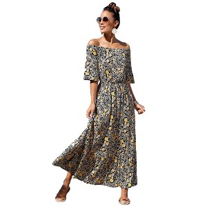Women's Off The Shoulder Floral Dress - LASCANA - 1 of 4