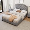 CAVINAS Platform Bed with Ruched and Button Tufted Headboard,Upholstered Bed Frame,Box Spring Not Required,Velvet - 2 of 4