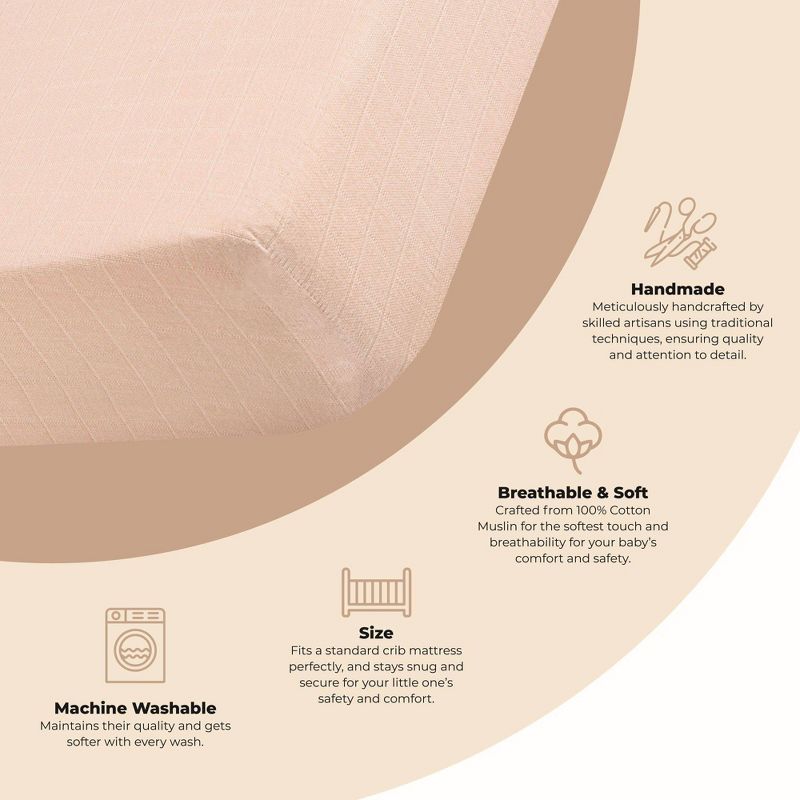 Crane Baby Cotton Muslin Fitted Crib Sheet, 4 of 8