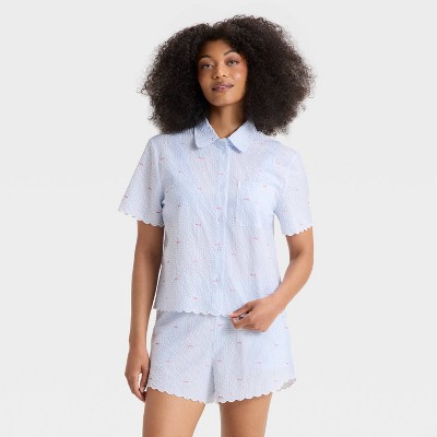 Women's Scalloped Edge Button-Down Pajama Shirt - Auden™