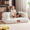 ATJafurn 33.9" Faux Shearling Pet Sofa for Medium Dogs and Cats Pet Friendly Couch with 7.1" Bolster Armrests and Leather Nameplate for Under 70 lbs - 3 of 4