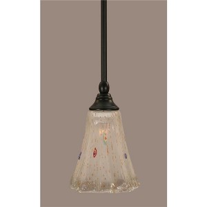 Toltec Lighting Any 1 - Light Pendant in  Matte Black with 5.5" Fluted Frosted Crystal Shade - 1 of 1