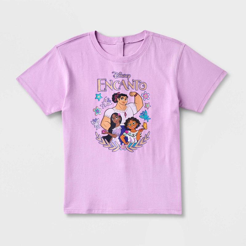 Girls&#39; Disney Encanto Adaptive Short Sleeve Graphic T-Shirt - Lavender, 1 of 4