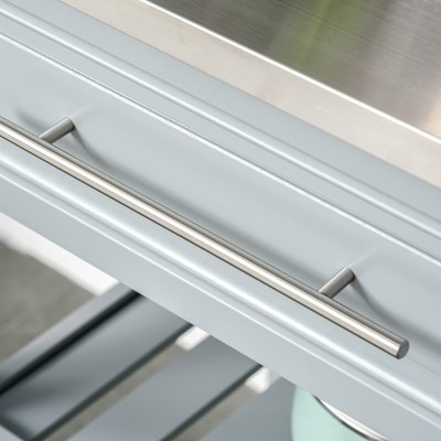 Homcom Grey Stainless Steel Top Kitchen Cart with Shelves and Drawers