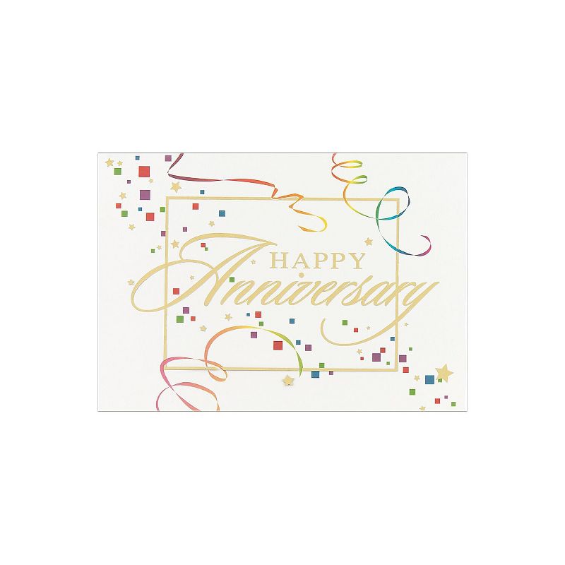 JAM Paper Blank Anniversary Cards Set Anniversary Colorful Squares Theme 25/Pack (526XA4241WB) , 1 of 2