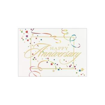 JAM Paper Blank Anniversary Cards Set Anniversary Colorful Squares Theme 25/Pack (526XA4241WB) 