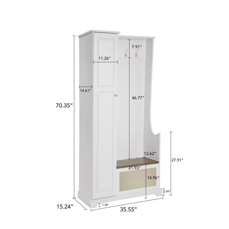 1 Door Closet, White Decorative Storage Cabinets Suitable for Indoor - Maison Boucle, 5 of 10