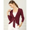 INSPIRE CHIC Women's Tie Front Long Sleeve Crop Ruffle Knit Cardigan Sweaters - 3 of 4