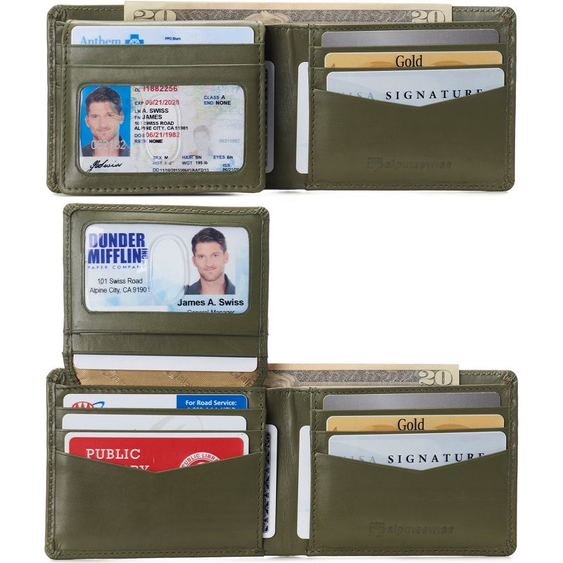 Alpine Swiss Mens Connor RFID Bifold Wallet Passcase Smooth Leather Comes in a Gift Box, 2 of 7