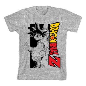 Bioworld Dragon Ball Z Goku Rotated Logo Boy's Athletic Heather T-shirt - 1 of 2