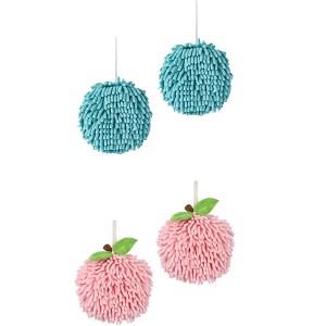 REGALWOVEN Soft Absorbent Fluffy Chenille Ball Bathroom Hand Towels with Wall Hook 4 Pack - 1 of 4