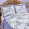 Collections Etc Hannah Floral Hummingbird Ruffled Edge Pillow Sham Gender Neutral Purple - 2 of 2