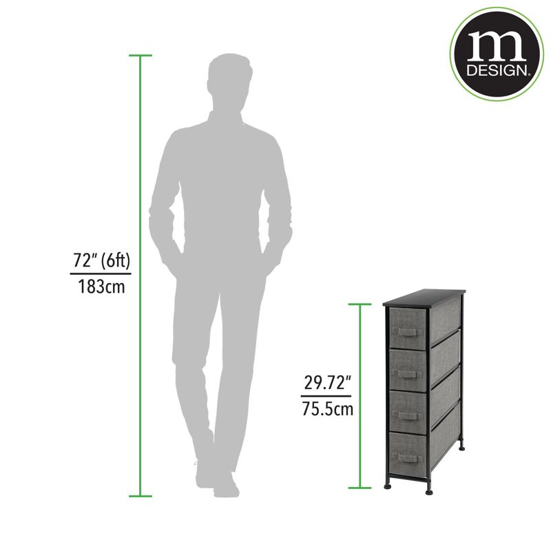 mDesign Narrow Dresser Storage Tower Stand with 4 Fabric Drawers,, 4 of 11
