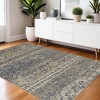 Tan Ivory And Blue Wool Geometric Hand Knotted Area Rug - 2 of 4