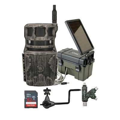 Stealth Cam Revolver 40MP Pro 360 Degree Cellular Trail Camera with Solar Power Pack Mount Stick 32GB Memory Cards and Card Reader